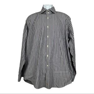 Thomas Dean Men Shirt Buttons Down Casual Shirt Striped Sz XL